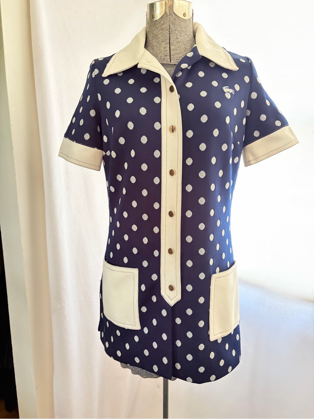 Vtg RARE 60s Lacoste mod polka dot dress/ tunic